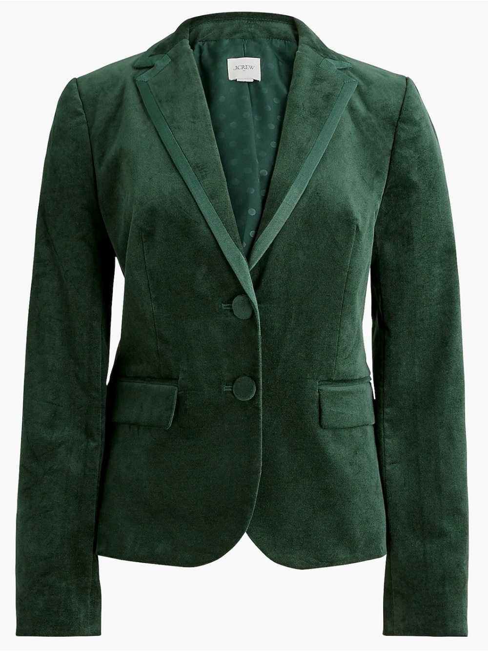 J. Crew Green Velvet Schoolboy Blazer - Darkest Forest, Size 24